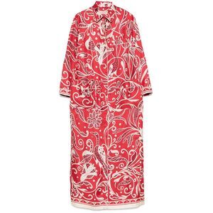 For Restless Sleepers Women Printed Silk Long Shirtdress